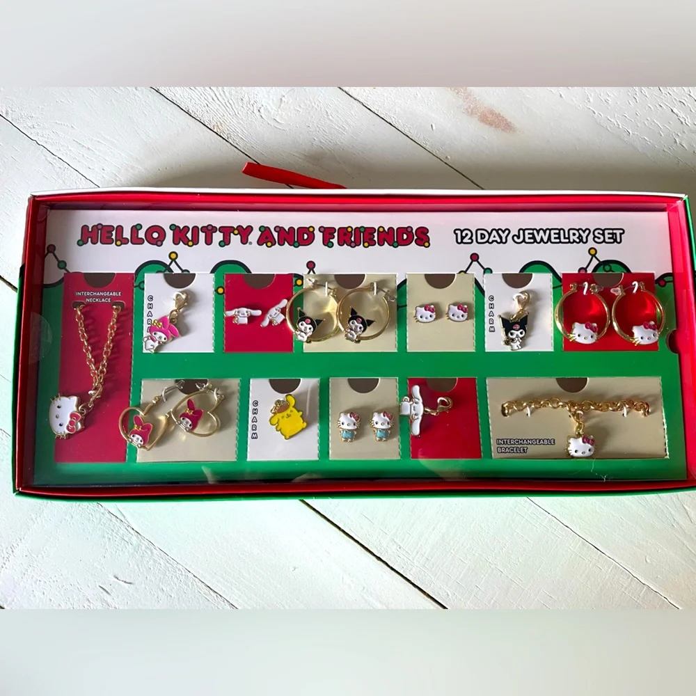 Hello Kitty & Friends 12 Day Jewelry Set Christmas Countdown Mystery Gift NEW